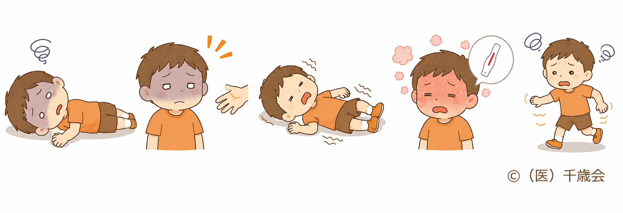 救急要請が必要な熱中症のサインのイラスト